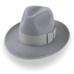 Sombrero Fedora de Crown Alta Gris Medio en Lujosa Piel de Conejo | The Duke