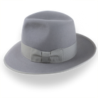 Medium Grey Tall Crown Fedora Hat in Luxurious Rabbit Fur | The Duke - Agnoulita Hats 2 