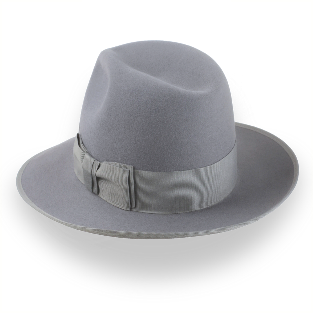 Medium Grey Tall Crown Fedora Hat in Luxurious Rabbit Fur | The Duke - Agnoulita Hats 3 