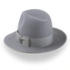 Medium Grey Tall Crown Fedora Hat in Luxurious Rabbit Fur | The Duke - Agnoulita Hats 3 