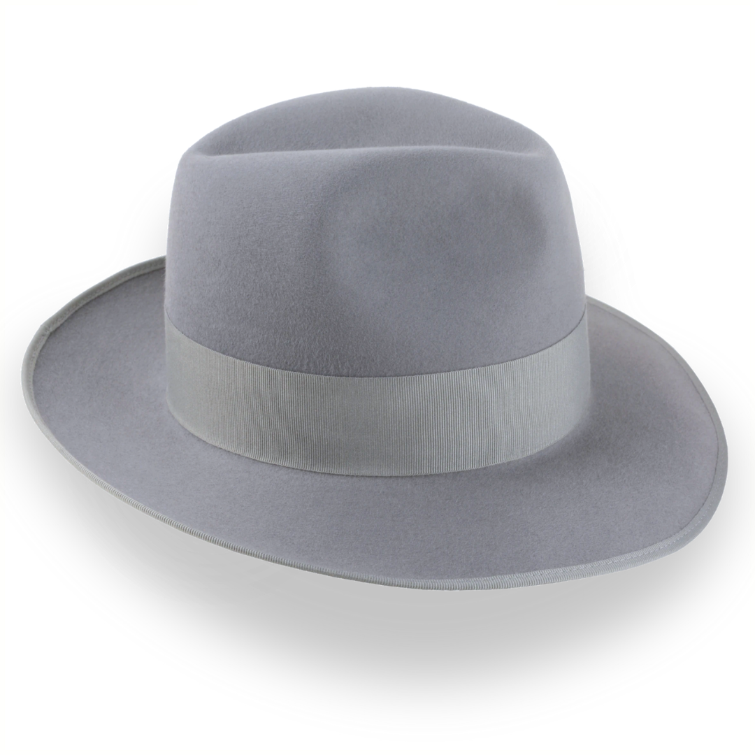 Medium Grey Tall Crown Fedora Hat in Luxurious Rabbit Fur | The Duke - Agnoulita Hats 5 