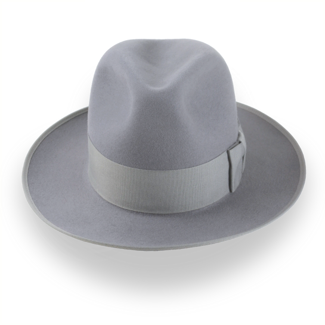 Medium Grey Tall Crown Fedora Hat in Luxurious Rabbit Fur | The Duke - Agnoulita Hats 6 