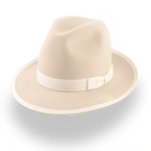 Elegant Wide Brim Fedora Hat in Cream Rabbit Fur Felt | The Stone - Agnoulita 1 