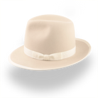 Elegant Wide Brim Fedora Hat in Cream Rabbit Fur Felt | The Stone - Agnoulita 2 