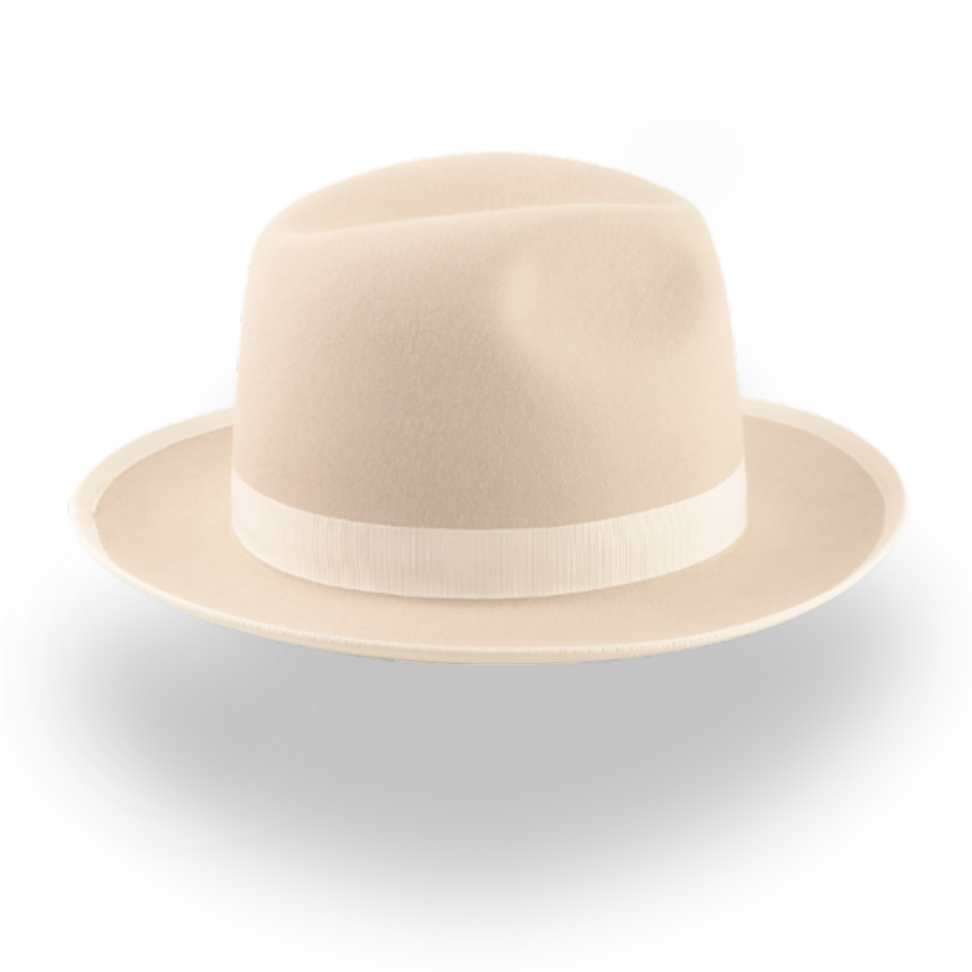 Elegant Wide Brim Fedora Hat in Cream Rabbit Fur Felt | The Stone - Agnoulita 5 