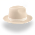 Elegant Wide Brim Fedora Hat in Cream Rabbit Fur Felt | The Stone - Agnoulita 5 