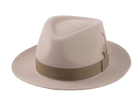 Medium Crown Fedora | The CLUBBER | Custom Handmade Hats Agnoulita Hats 1 | Beige, Men's Fedora, Rabbit fur felt, Teardrop