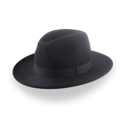 Sombrero Fedora con borde enrollado en lápiz negro para hombre | The Rocco