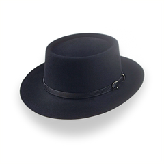 Chapeau Fedora noir à petit bord de style western | The Bronco