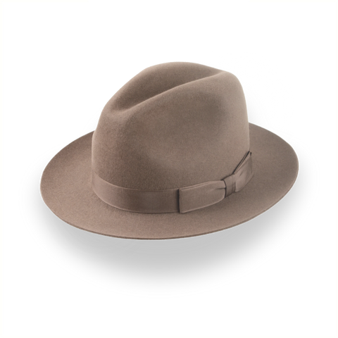 Handwerklich Taupe Brown Fedora Hut mit Mitte-Dent Krone | Die Fortis