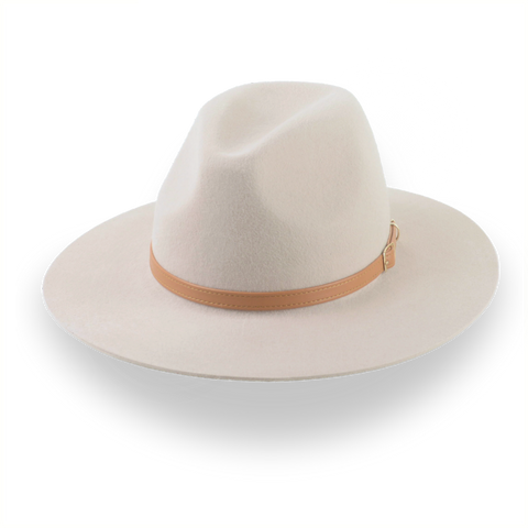 Sombrero Ranchero Beige Wide Brim Felt en Fieltro de Piel Premium | The Solstique