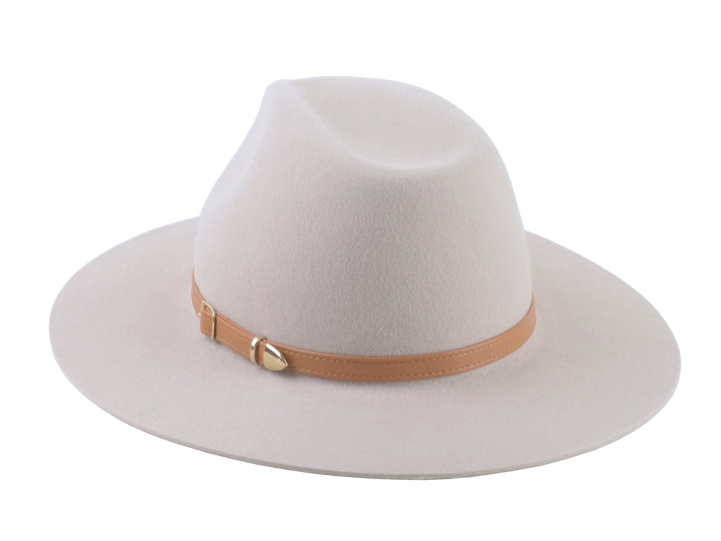 The Solstice - Beige Fur Felt Wide Brim Fedora for Women with Stylish Leather Belt | Agnoulita Quality Custom Hats 3