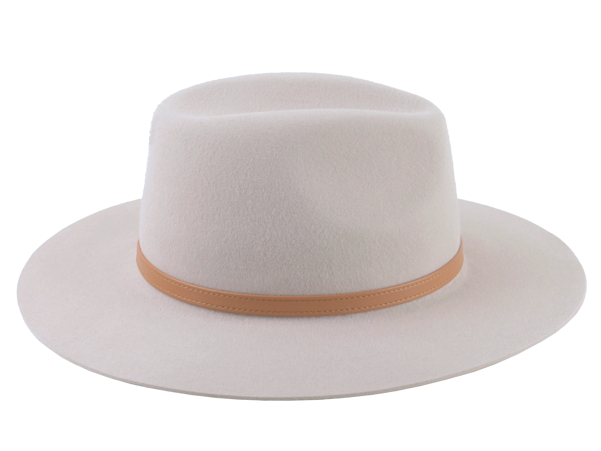 The Solstice - Beige Fur Felt Wide Brim Fedora for Women with Stylish Leather Belt | Agnoulita Quality Custom Hats 5