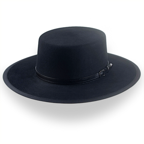 Cappello a cilindro piatto occidentale in pelliccia nera | The Tycoon