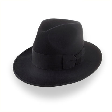 Black High Crown Fedora Hat with Custom Sizes | The Castor