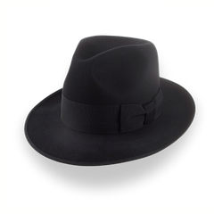 Black High Crown Fedora Hat with Custom Sizes | The Castor