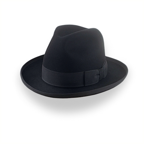 Black Homburg Fedora Hat with Classic Design | The Aerolithe