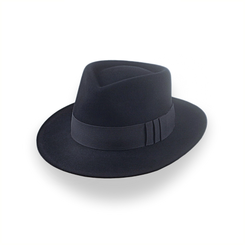 Black Jazz Fedora Hat with Shark Gills Hatband | The Axel