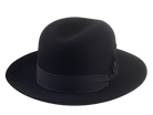 The TOBIN | Custom Handmade Agnoulita Hats 1 | Black, Men's Fedora, Rabbit fur felt, Single-crease