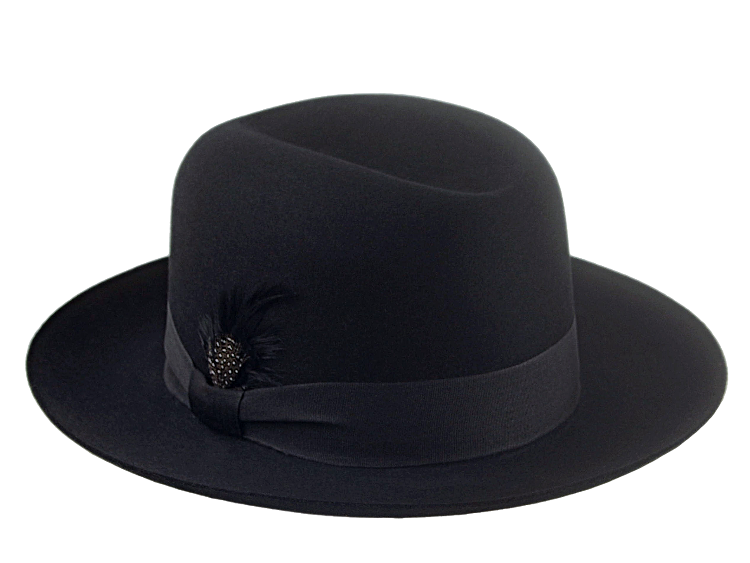 The TOBIN | Custom Handmade Agnoulita Hats 3 | Black, Men's Fedora, Rabbit fur felt, Single-crease
