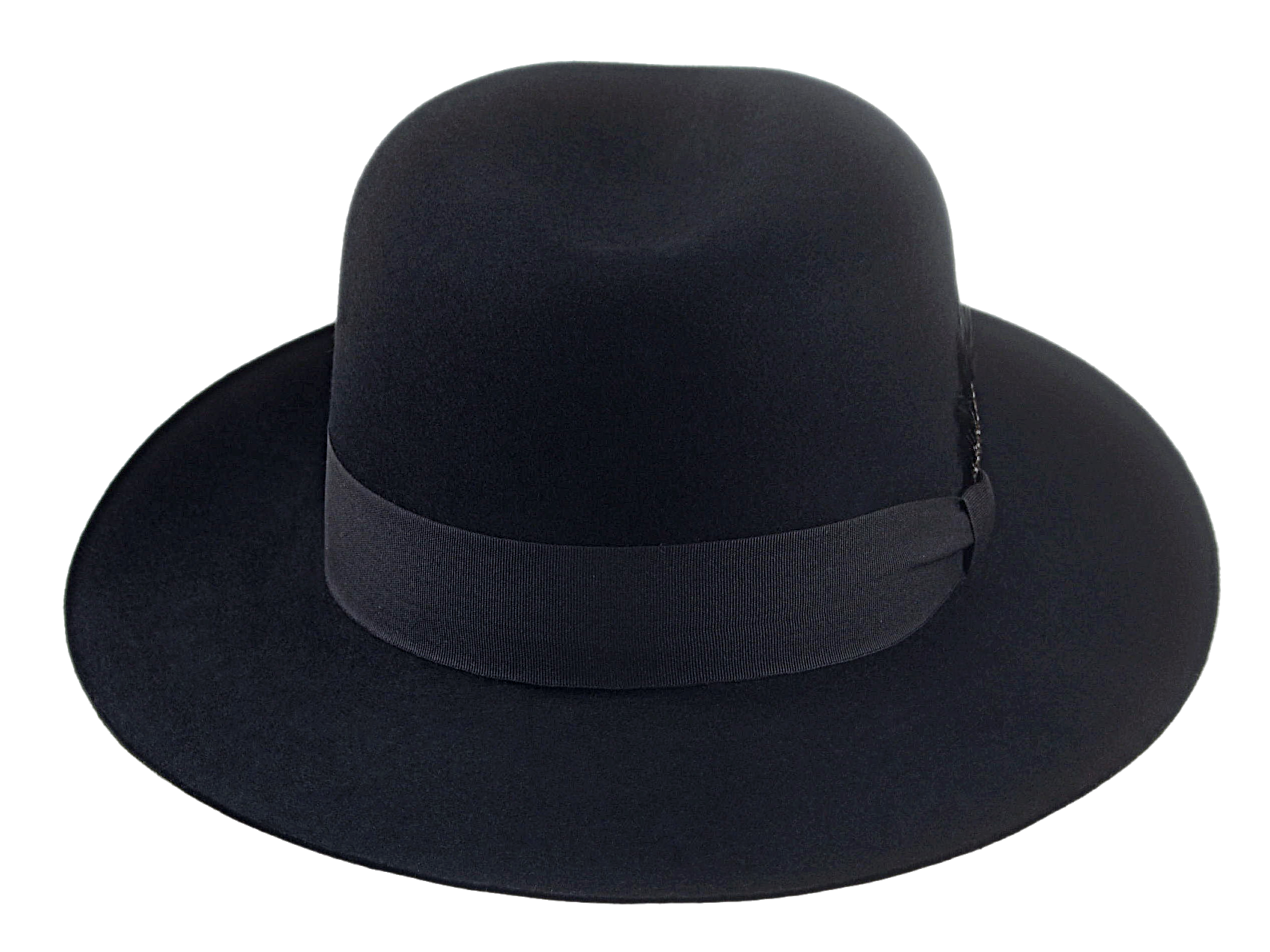 The TOBIN | Custom Handmade Agnoulita Hats 6 | Black, Men's Fedora, Rabbit fur felt, Single-crease