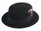 The Jazzist - Premium Wool Felt Porkpie Fedora For Men or Women with Feather in Black White and Red Color | Agnoulita Quality Custom Hats 1