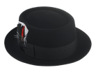 The Jazzist - Premium Wool Felt Porkpie Fedora For Men or Women with Feather in Black White and Red Color | Agnoulita Quality Custom Hats 3