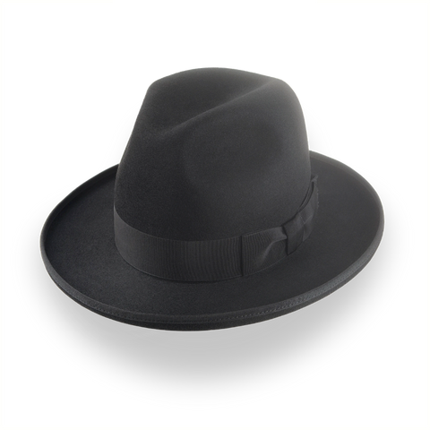 Fedora de ala laminada negra-sombrero de lujo personalizado | The Williams