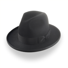 Fedora de ala laminada negra-sombrero de lujo personalizado | The Williams