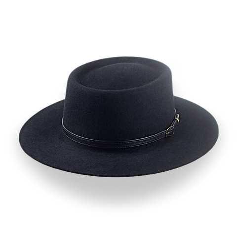 Chapeau Crown Country noir en feutre de fourrure durable | The Voodoo