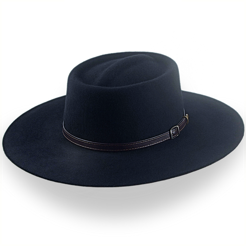 Black Wide Brim Cowboy Hat in Wool Felt | The Gambler