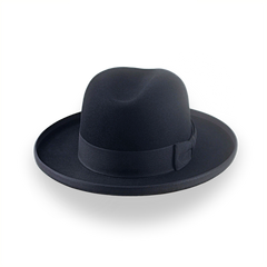 Black Wide Brim Homburg Hat in Fur Felt | The Bostonian