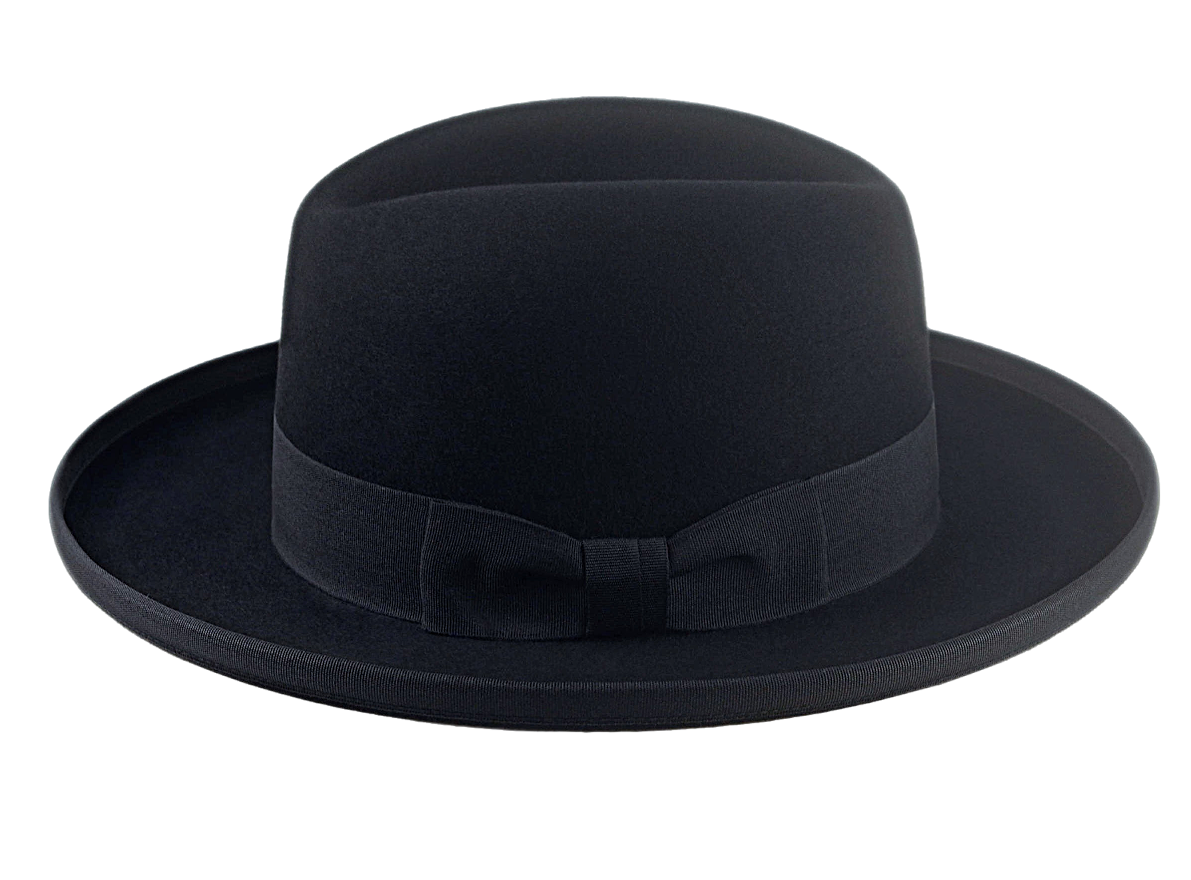 Wide Brim Homburg Fedora | The BOSTONIAN | Custom Handmade Hat Agnoulita Hats 2 | Black, Homburg Fedora, Rabbit fur felt, Single-crease