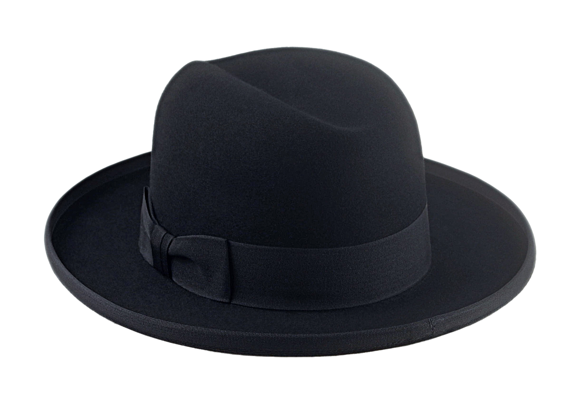 Wide Brim Homburg Fedora | The BOSTONIAN | Custom Handmade Hat Agnoulita Hats 3 | Black, Homburg Fedora, Rabbit fur felt, Single-crease