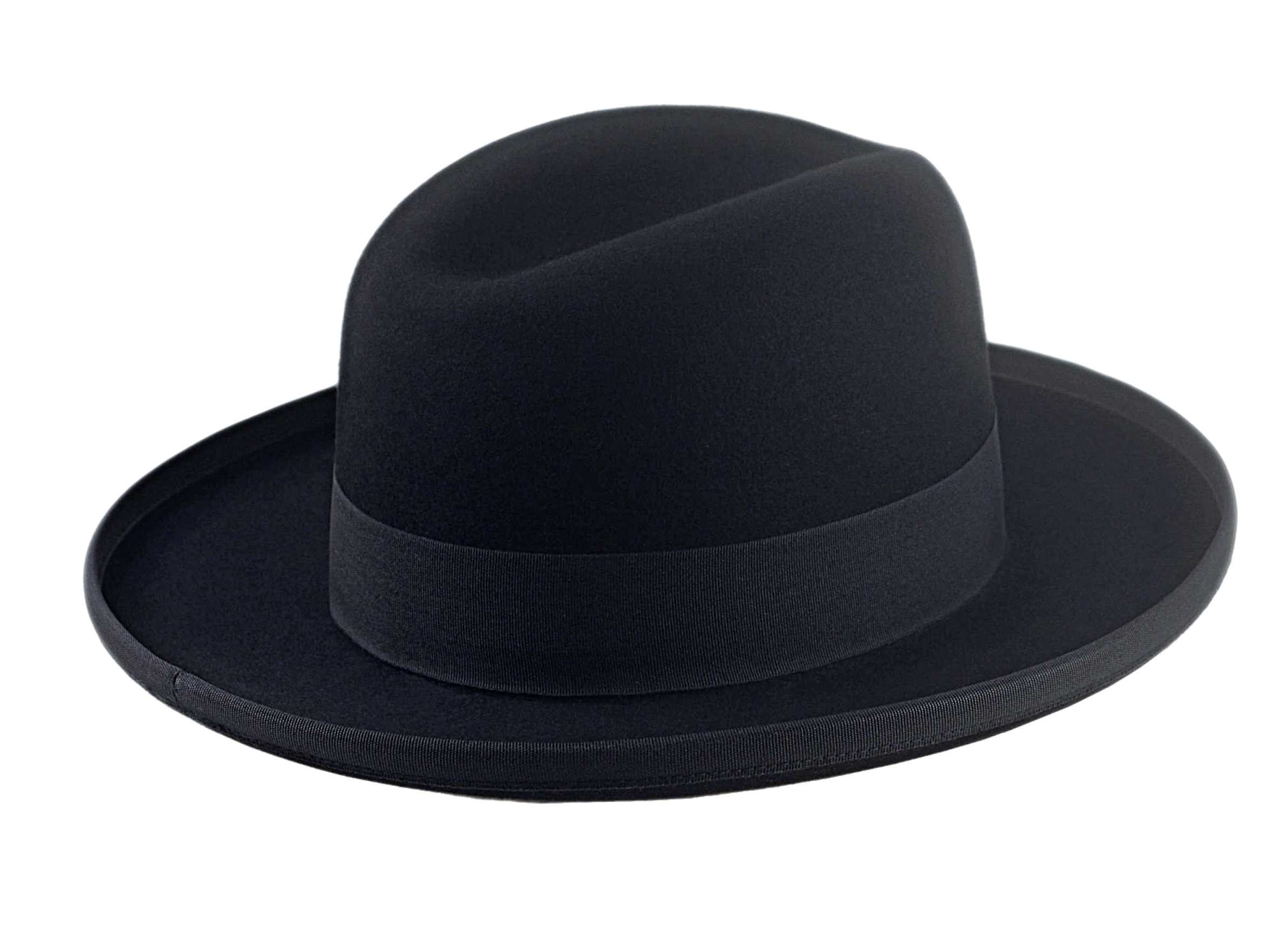 Wide Brim Homburg Fedora | The BOSTONIAN | Custom Handmade Hat Agnoulita Hats 4 | Black, Homburg Fedora, Rabbit fur felt, Single-crease