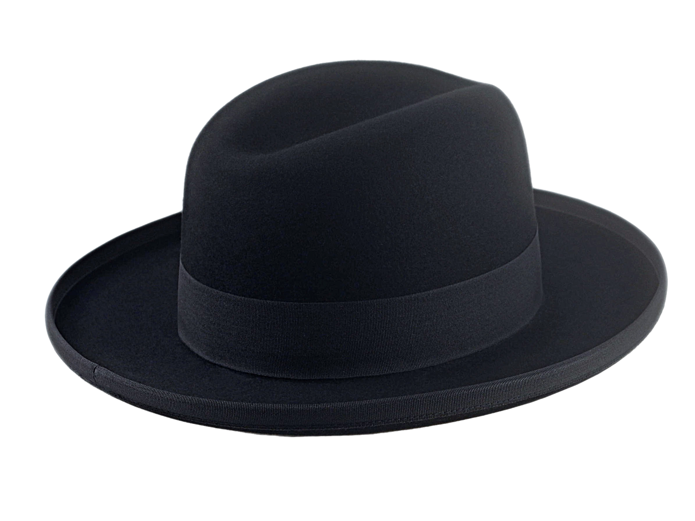 Wide Brim Homburg Fedora | The BOSTONIAN | Custom Handmade Hat Agnoulita Hats 4 | Black, Homburg Fedora, Rabbit fur felt, Single-crease