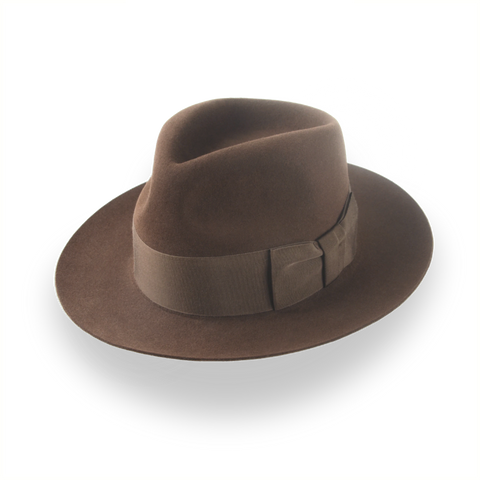 Brown 1940s Slope Back Men's Fedora in Fine Fur Felt | The Savoy