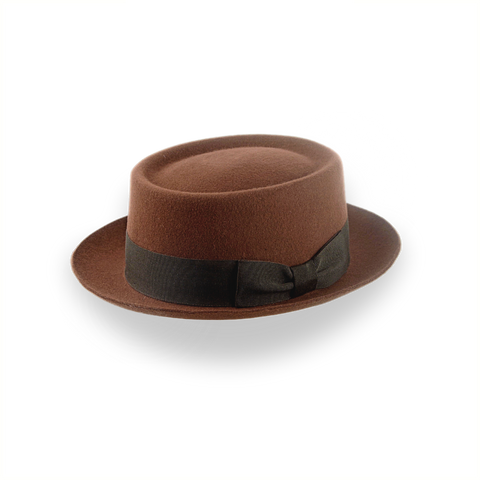 Brauner klassischer Porkpie Fedora Hut in Premium Wollfilz | The Ancient