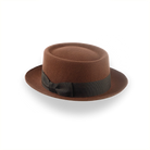 Brown Classic Porkpie Fedora Hat in Premium Wool Felt | The Antico - Agnoulita Hats 3 