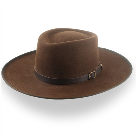 Cappello da cowboy ispirato a Clint Eastwood marrone in feltro di pelliccia resistente | The Renegade