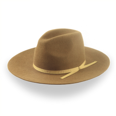 Brauner Flat Bill Fedora Hut im Western Stil | The Longsword