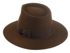 The Discoverer: Top view capturing the full shape of the teardrop crown and flat brim | Agnoulita Hats