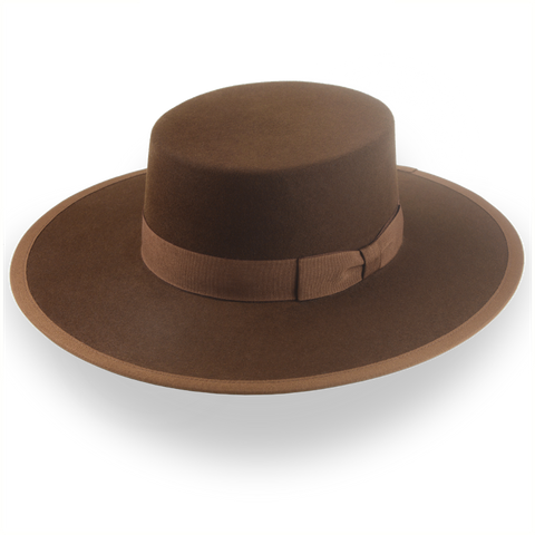 Brown Flat Crown Cowboy Hat in Durable Fur Felt | The Gaucho