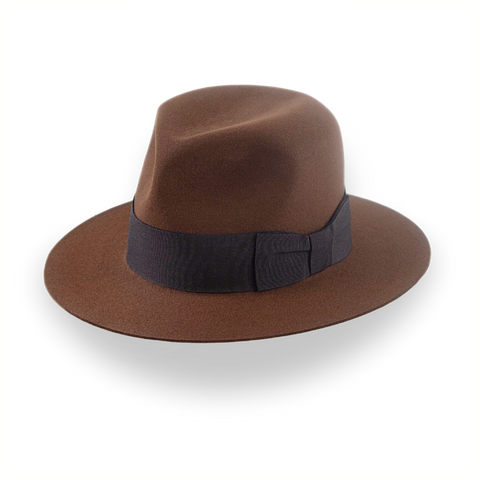 Chapeau Fedora en feutre de fourrure marron emblématique des jeunes Indiana Jones | The Voyager