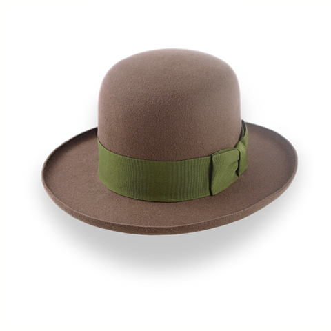 Brown Open Crown Felt Hat with Wide Rolled Brim | The Rover