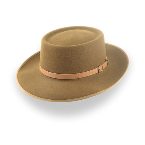 Brown Short Brim Western Fedora in Durable Fur Felt | The Bison