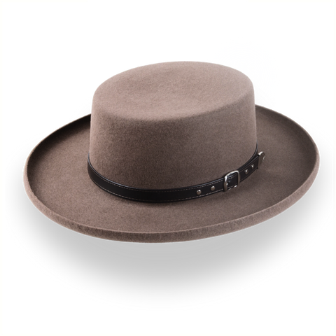 Brown Western Gambler Hat with Rolled Brim | The Ranchero