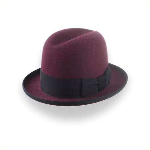 Sombrero Homburg de fieltro de piel de castor burdeos | El embajador