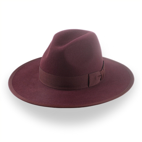 Burgundy Flat Brim Fedora in Elegant Fur Felt | The Taylor