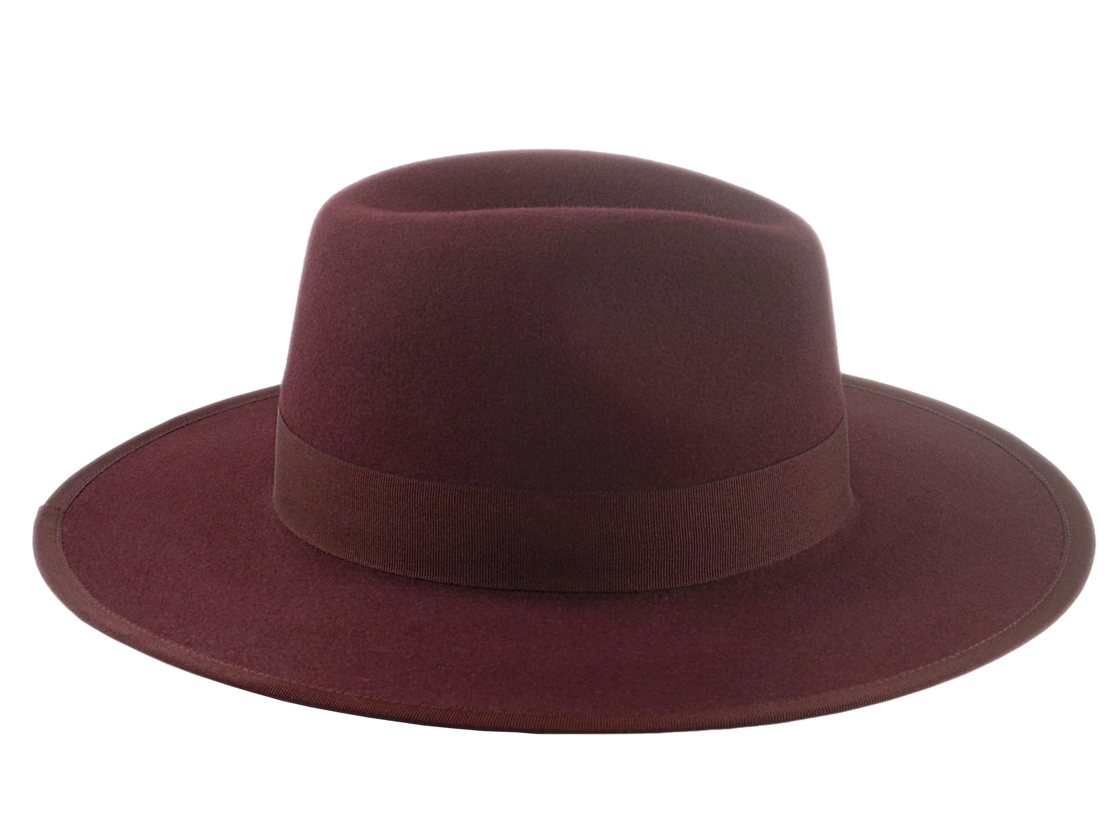 The TAYLOR | Agnoulita Custom Handmade Hats Agnoulita Hats | Burgundy, Center-dent, Rabbit fur felt, Wide Brim Fedora 5